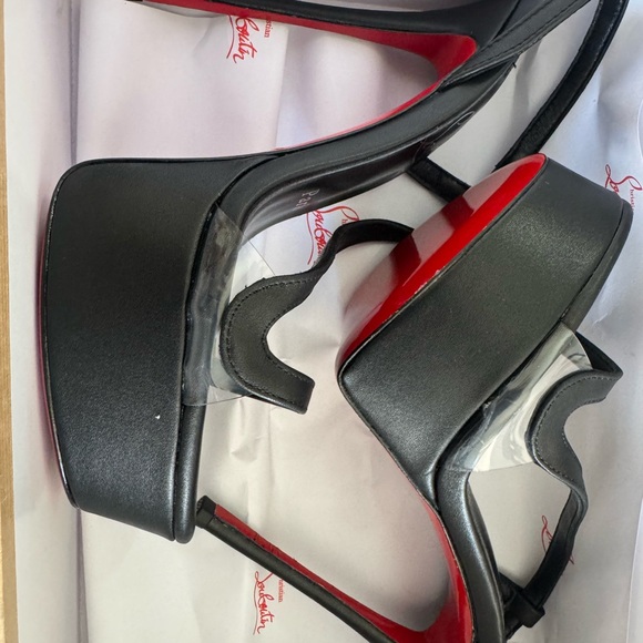 Christian Louboutin Black and Red Strappy Heels - Picture 3 of 6